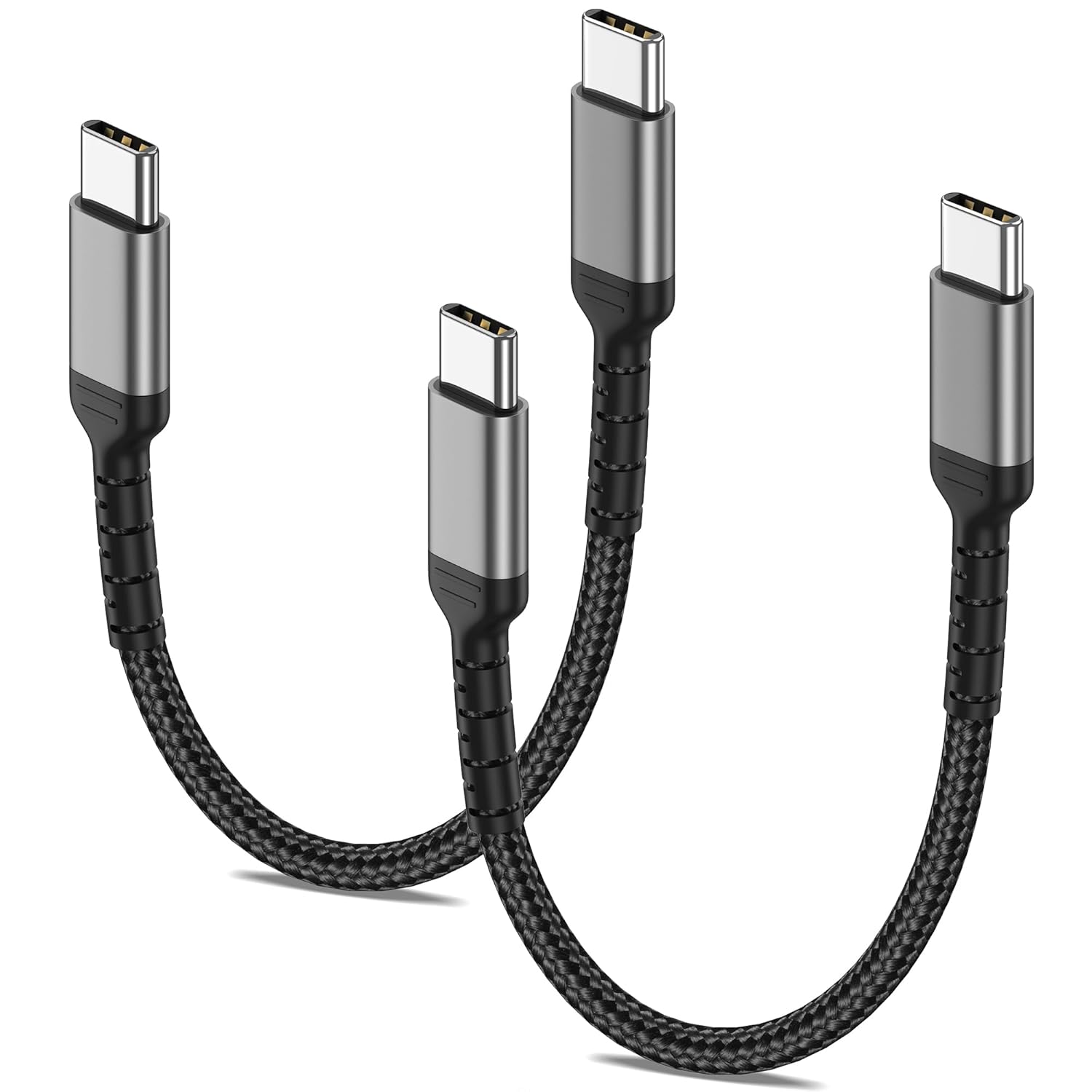Fast Charge 6 USB C Cables 2-Pack for iPhone 15, Samsung Galaxy S23, Google Pixel - 0.5ft