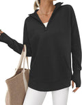 Sweaters for Women Quarter Zip Pullover V Neck - Oversized Cozy Fit