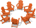 KINGYES Folding Adirondack Chair Set of 8 - All-Weather Foldable