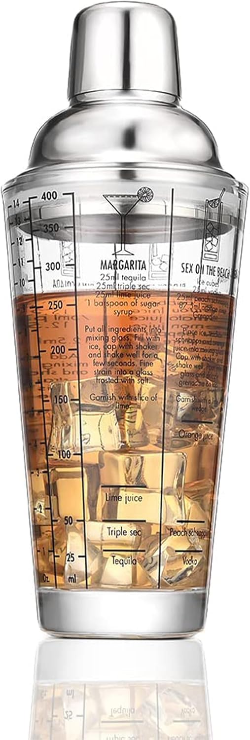 14oz Glass Cocktail Shaker with Recipes - Langus Goods