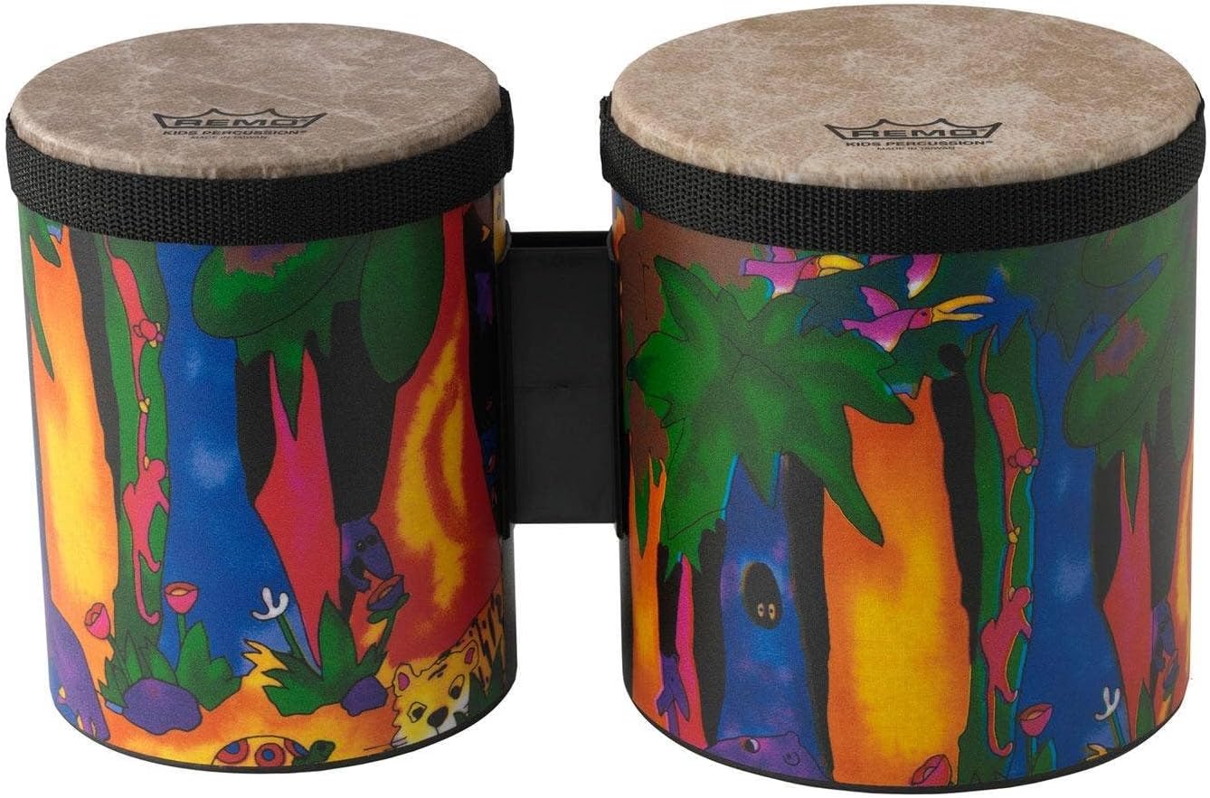 Remo KD-5400-01 Kids Percussion Bongo Drum - Fun Rain Forest Design