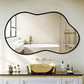 Irregular Wall Mirror 24x36 in Black Asymmetrical Frame - Decorative