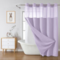 Lavender Waffle Weave No Hook Shower Curtain with Snap-In Liner