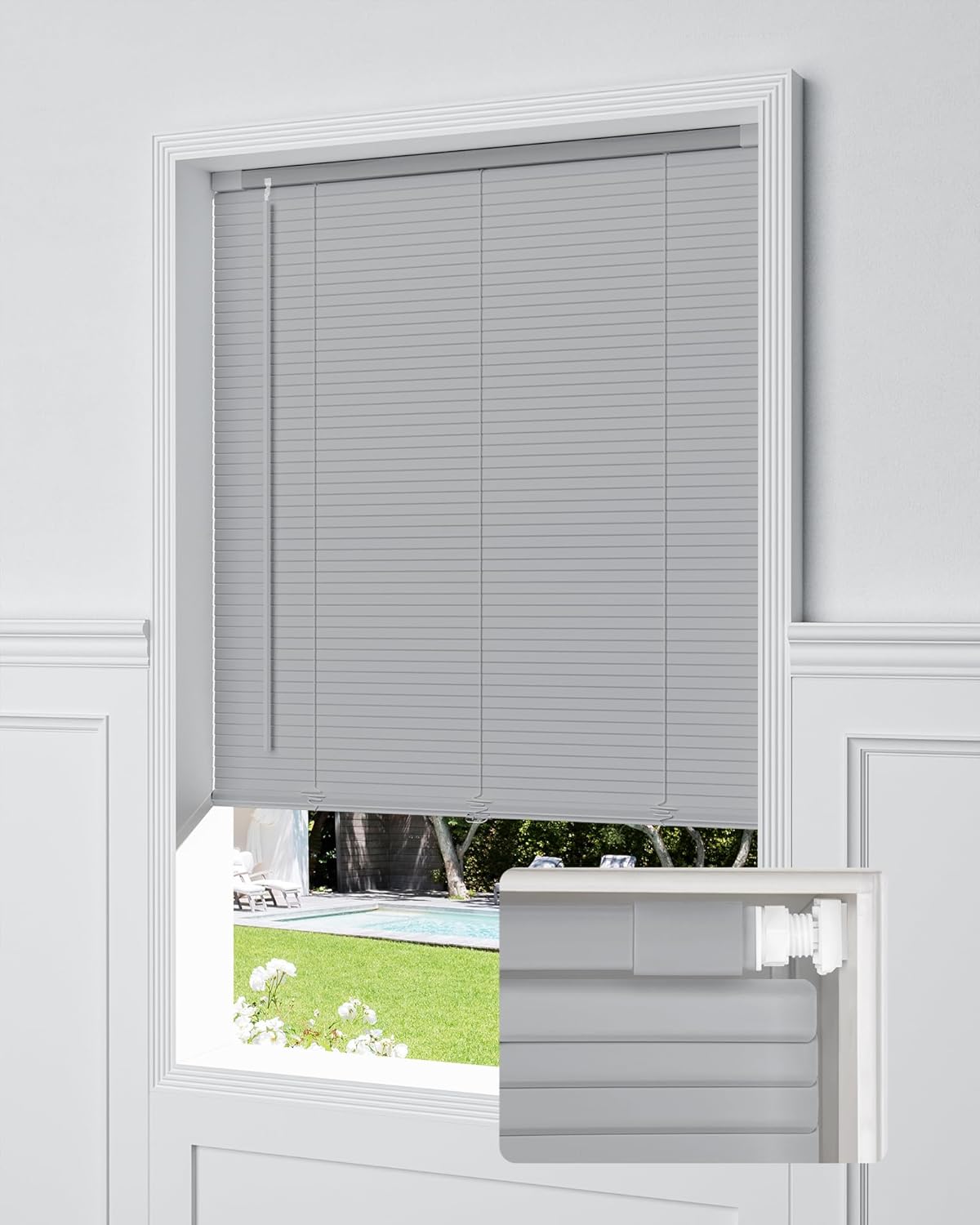 No Tools No Drill Cordless Mini Blinds for Indoor Windows