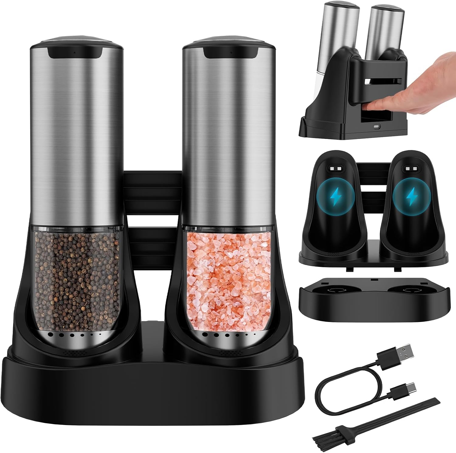 Electric Salt and Pepper Grinder Set with Type-C Fast Charging