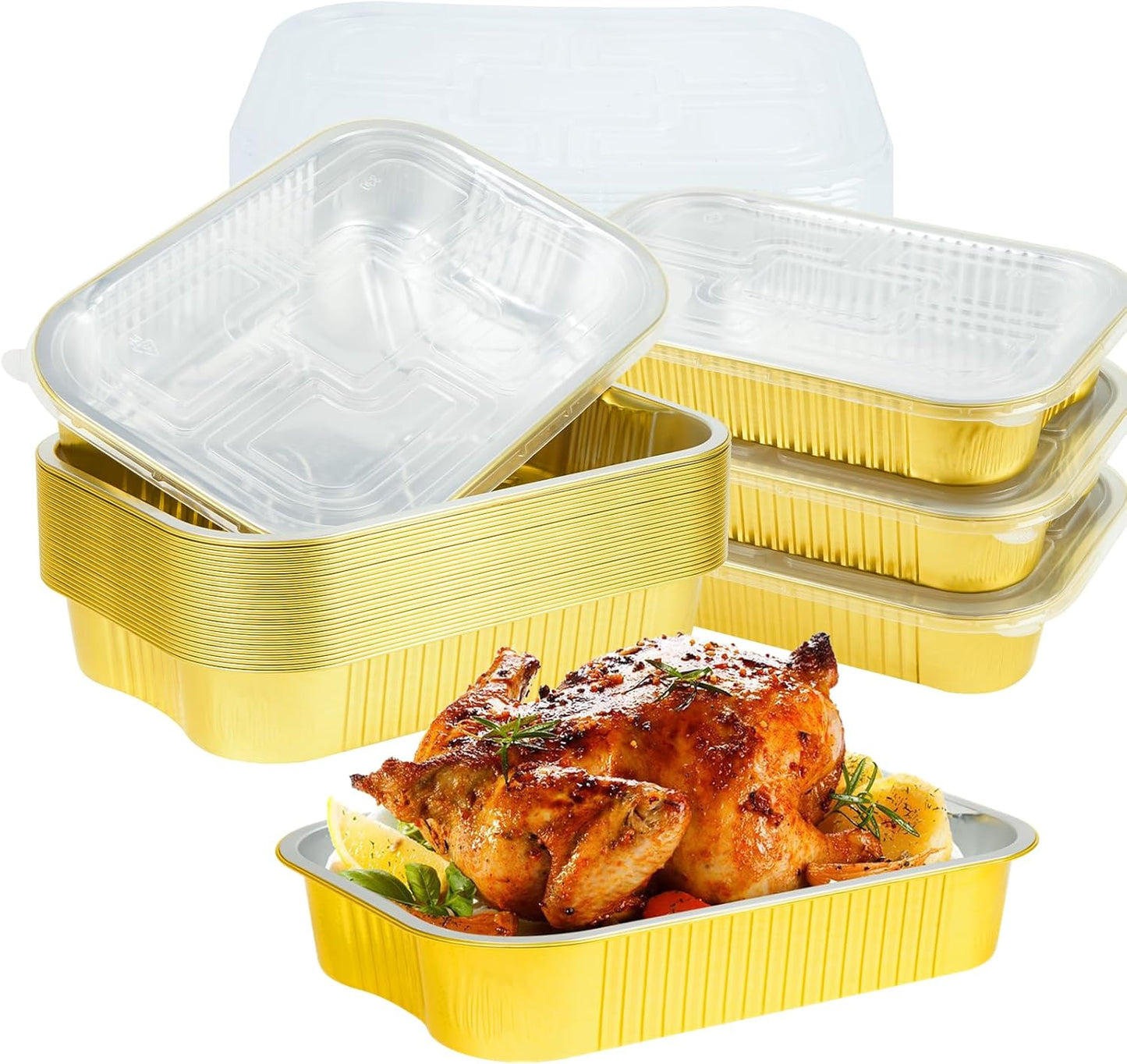 Aluminum Pans with Lids Half Size 9x13 Extra Heavy Duty Set