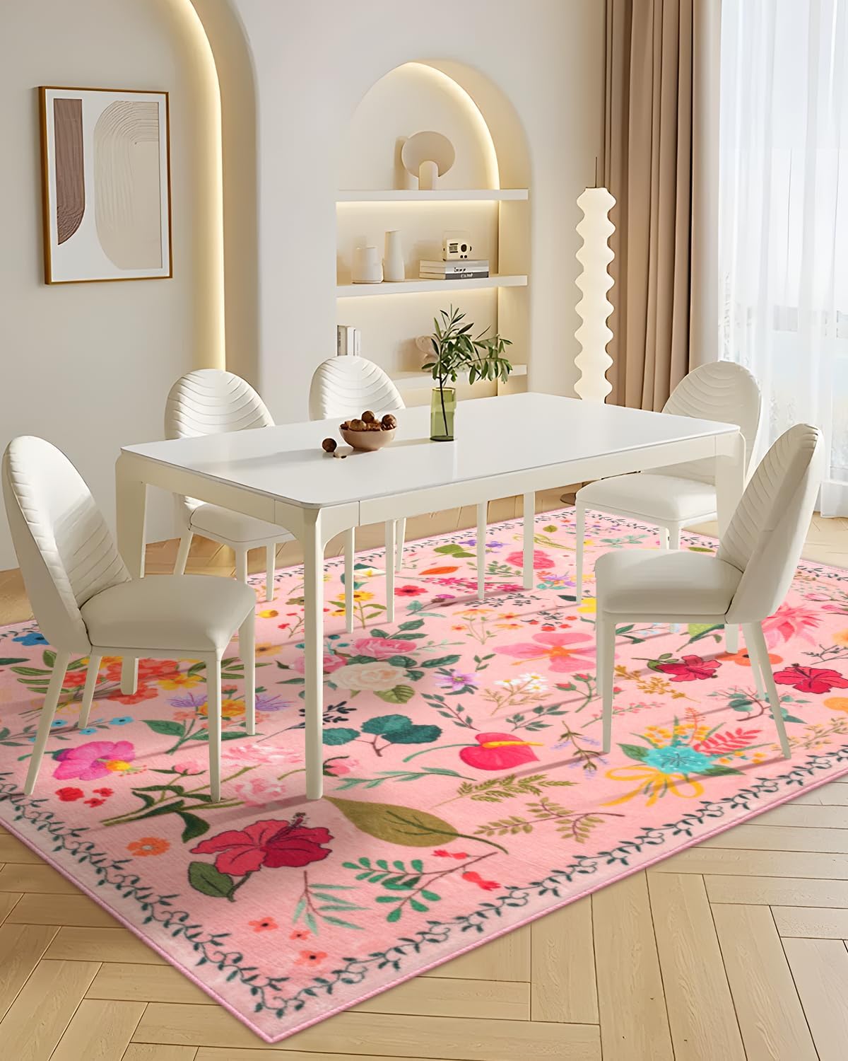 Boho Washable Area Rug 5x7 for Living Room and Bedroom