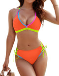 Color Block Bikini Set Two Piece Swimsuit - Flattering Mid Rise Fit
