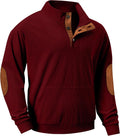 Corduroy Pullover for Men Stand Collar Quarter Button Sweatshirt