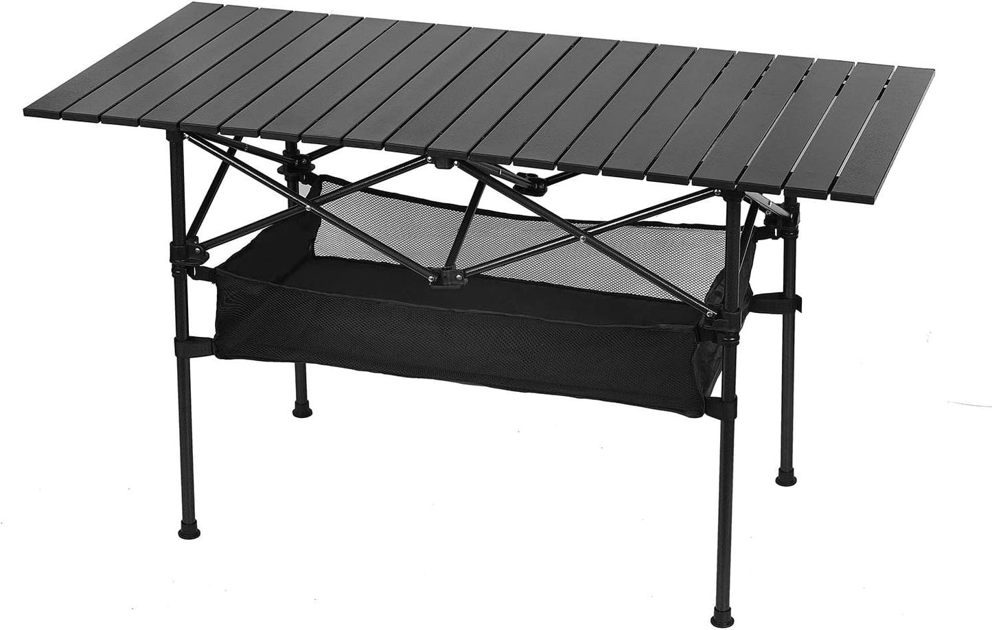 LEADALLWAY Folding Camping Table with Large Storage Options