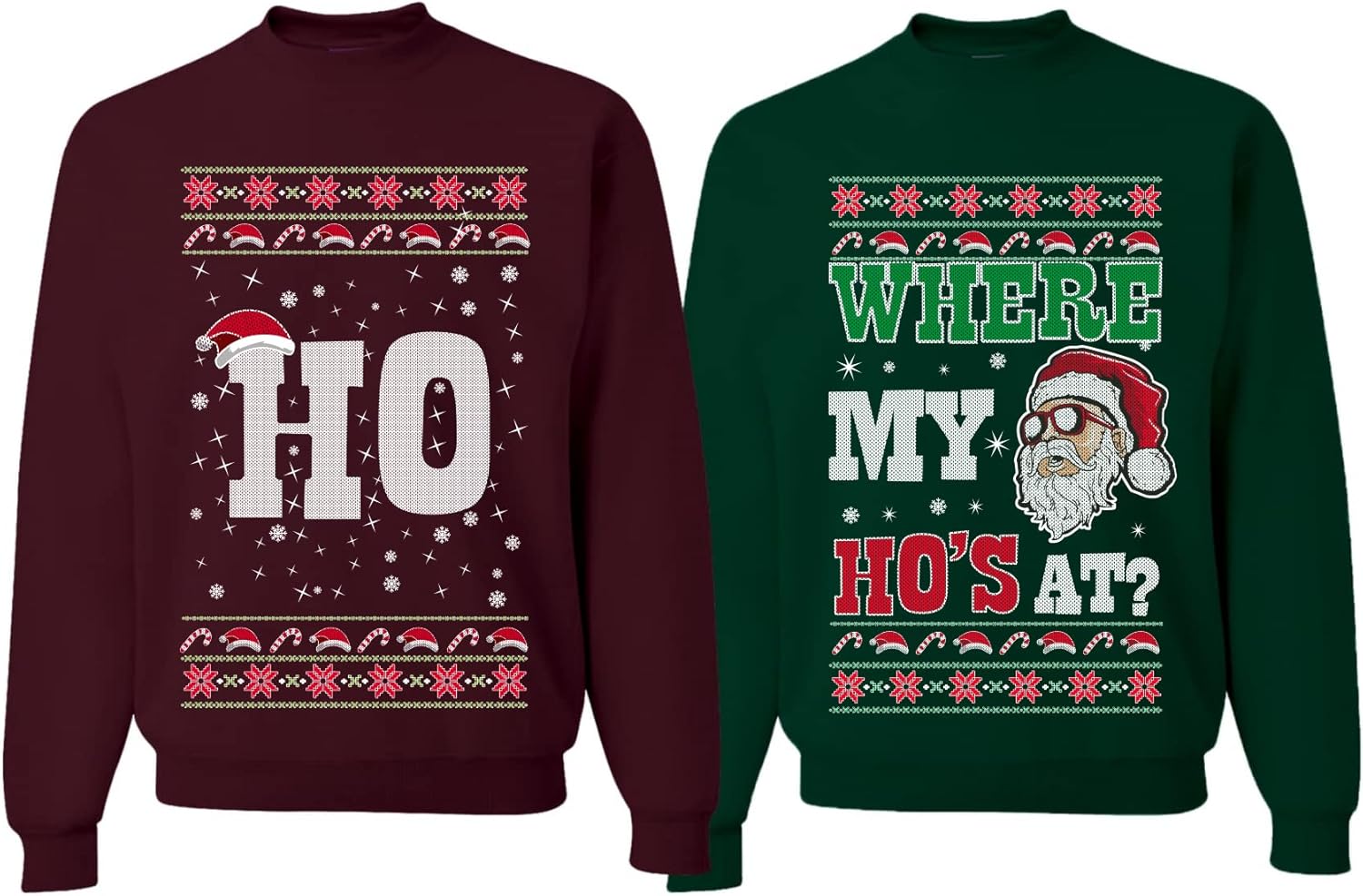 Where My Ho's At? Ugly Christmas Couples Sweatshirts for Fun