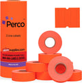Perco 2 Line Fluorescent Red Labels - 6,000 Count Pricemarker