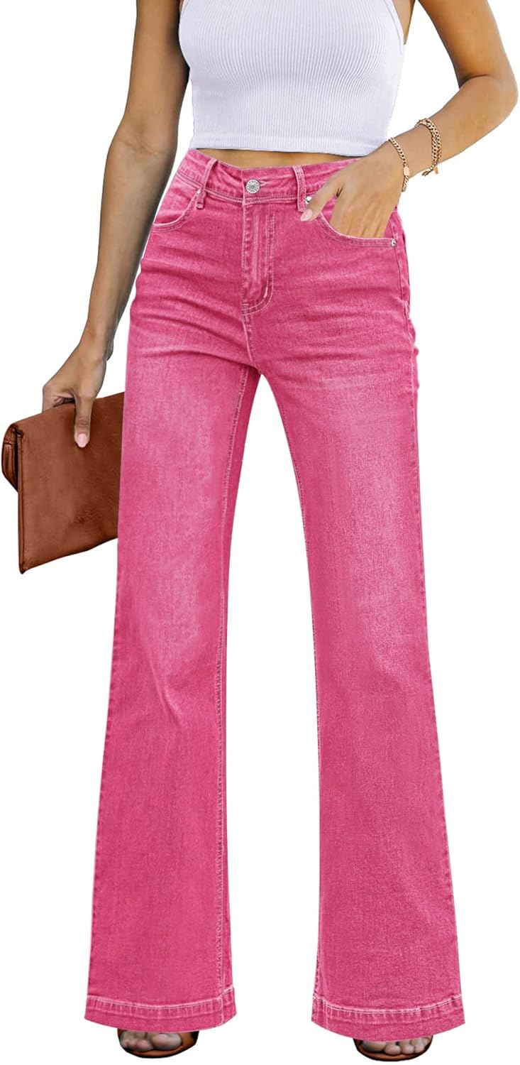 Womens Flare Jeans High Waisted Wide Leg Baggy Jean Style