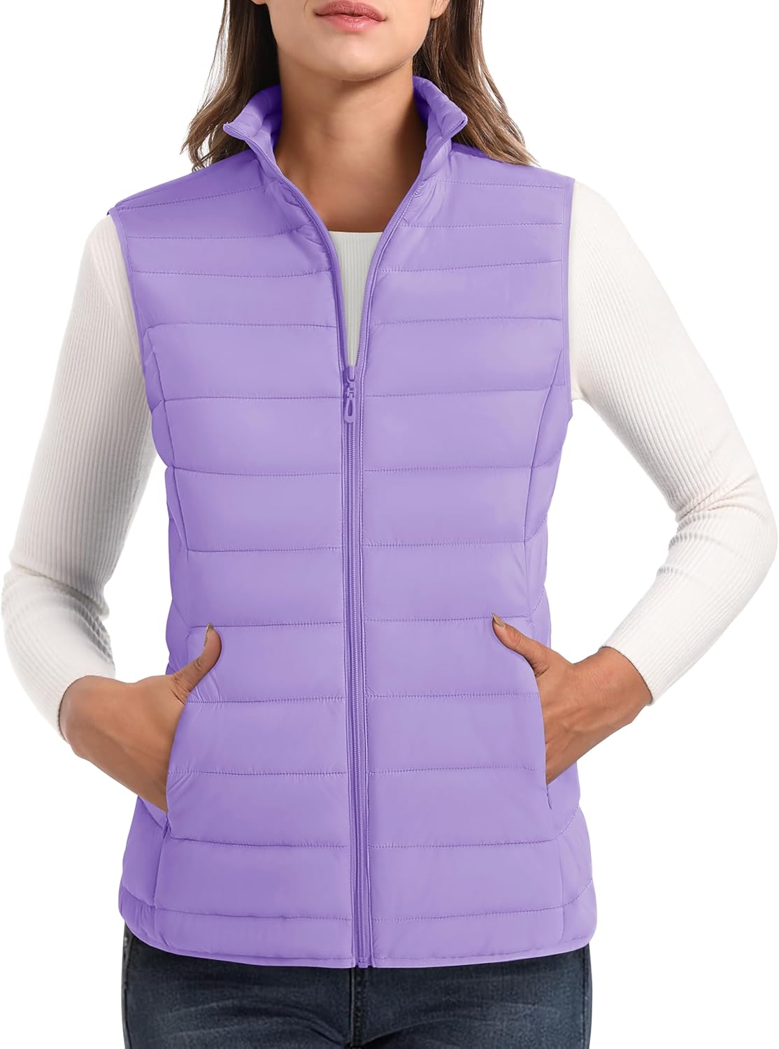 Lightweight Puffer Vest for Women with 4 Pockets and Comfort