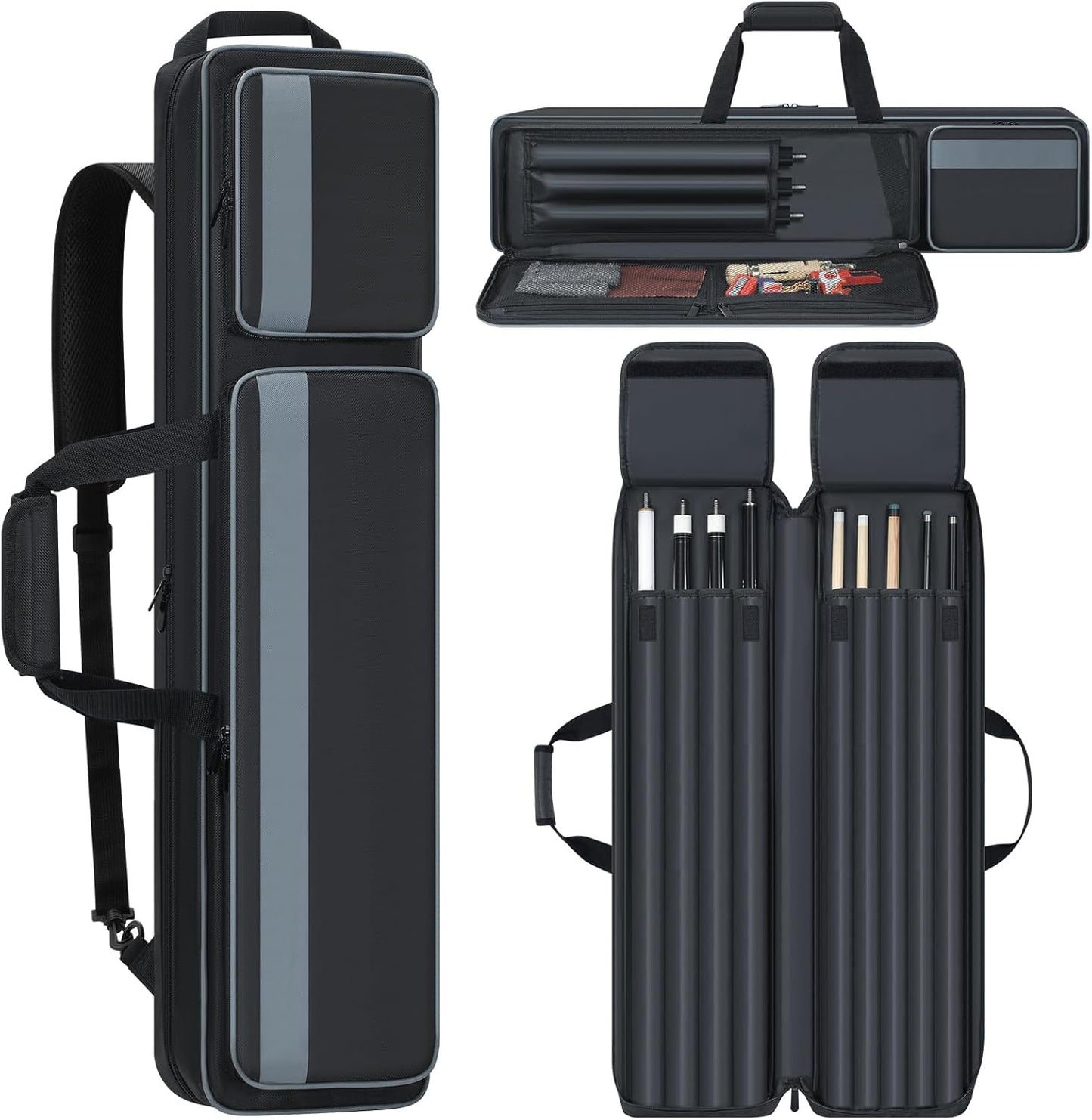 Pool Cue Case 4x5 with Multi-pocket for Billiard Accessories