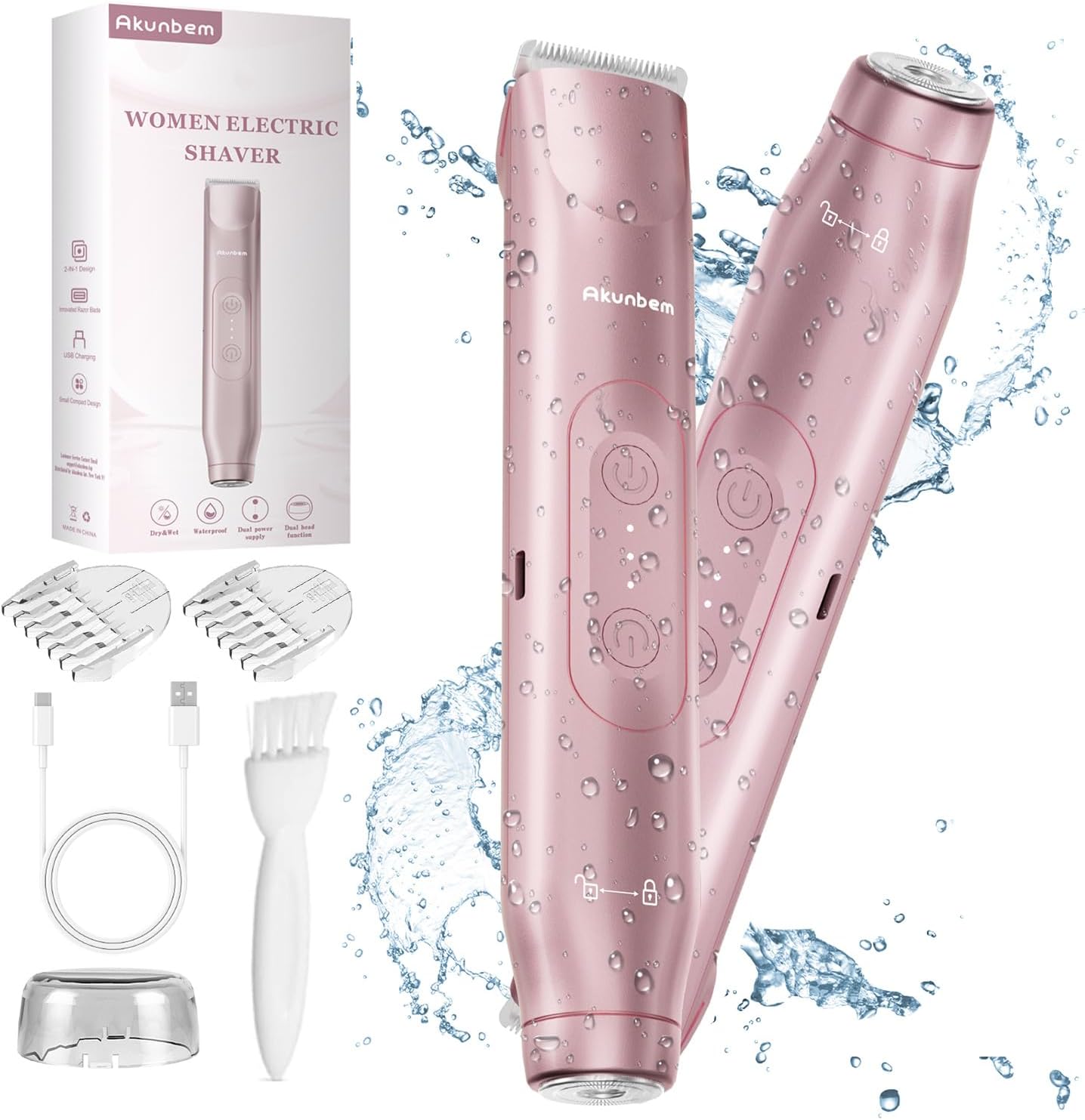 2 in 1 Women Electric Shaver for Body and Facial Hair Removal