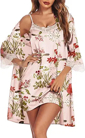 Ekouaer Sleepwear Women's Satin Nightgown and Robes Set Review