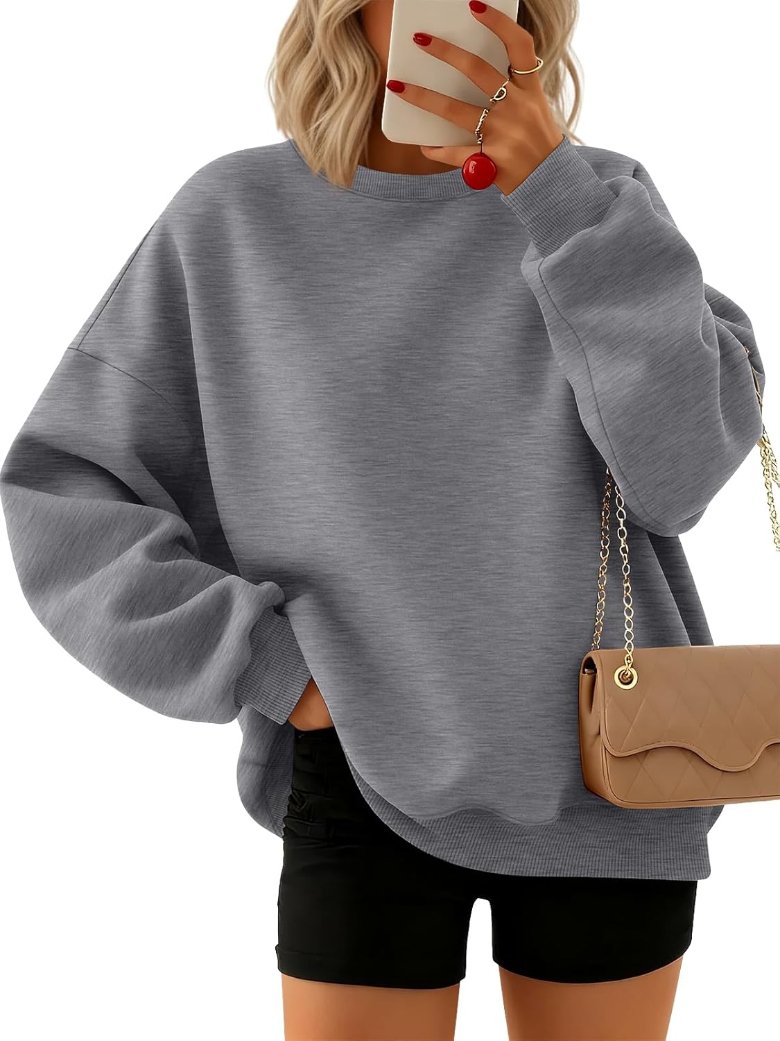 Trendy Queen Oversized Crewneck Sweatshirts for Women Fashion