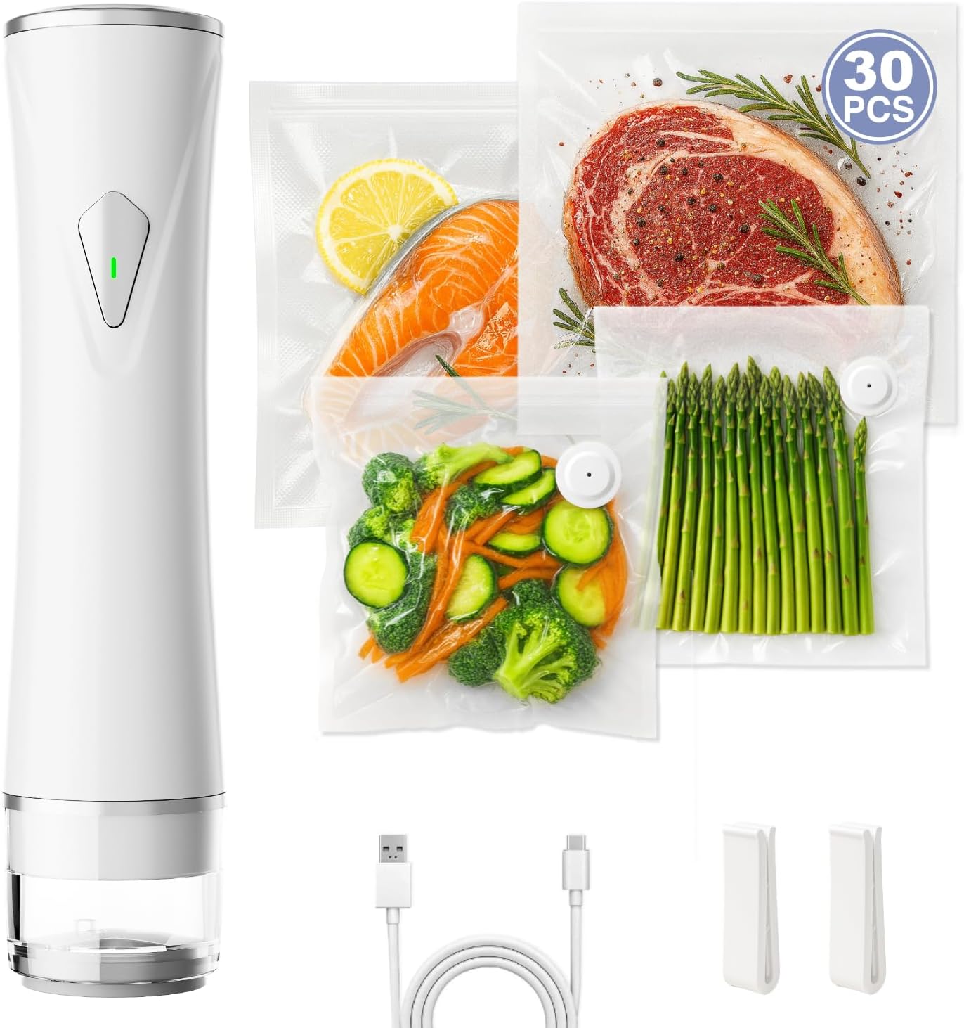 Compact Vacuum Sealer for Food Preservation with 30 Bags