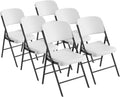 Commercial-Grade Portable Folding Chairs Set 6, 350LB Capacity, White