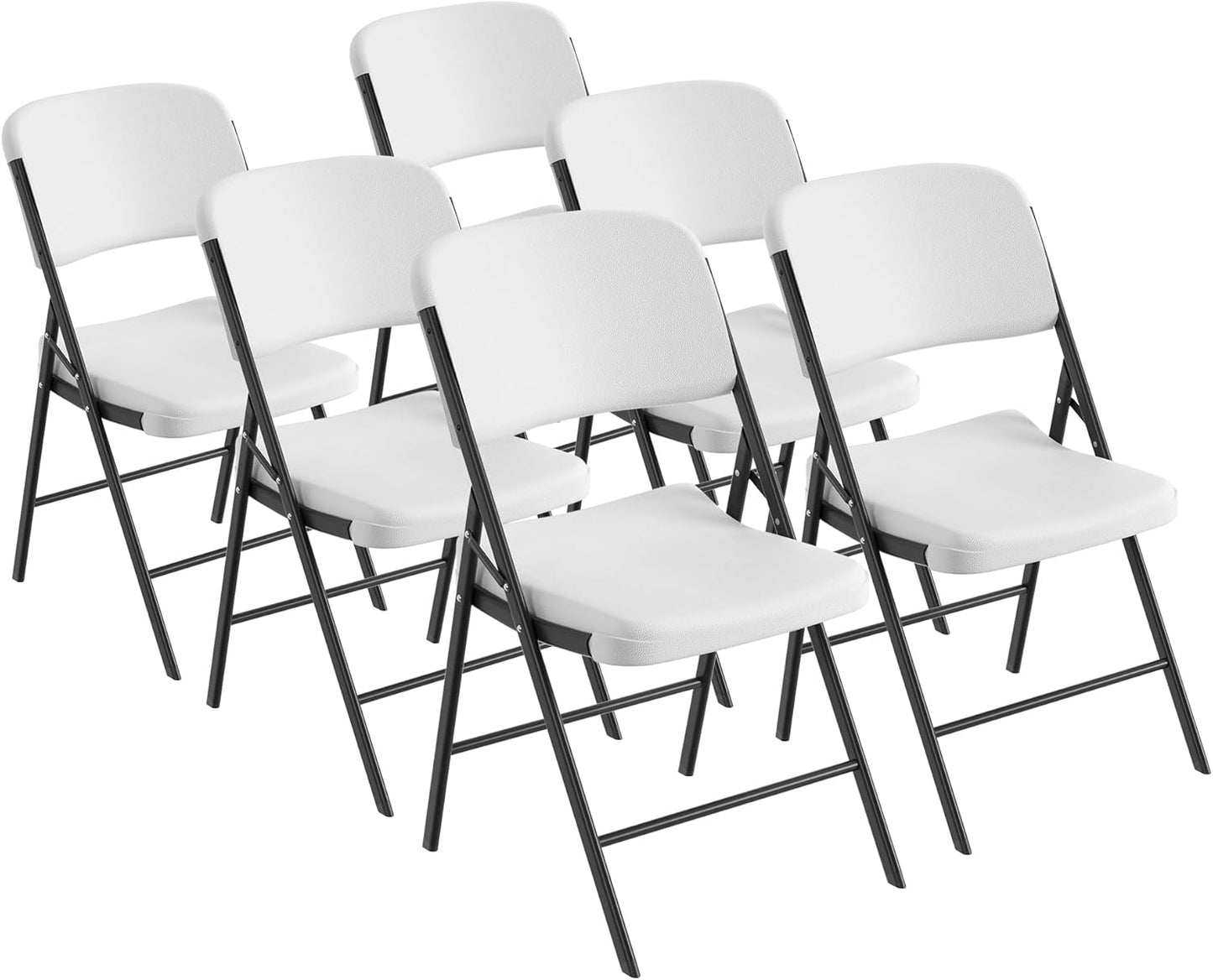 Commercial-Grade Portable Folding Chairs Set 6, 350LB Capacity, White