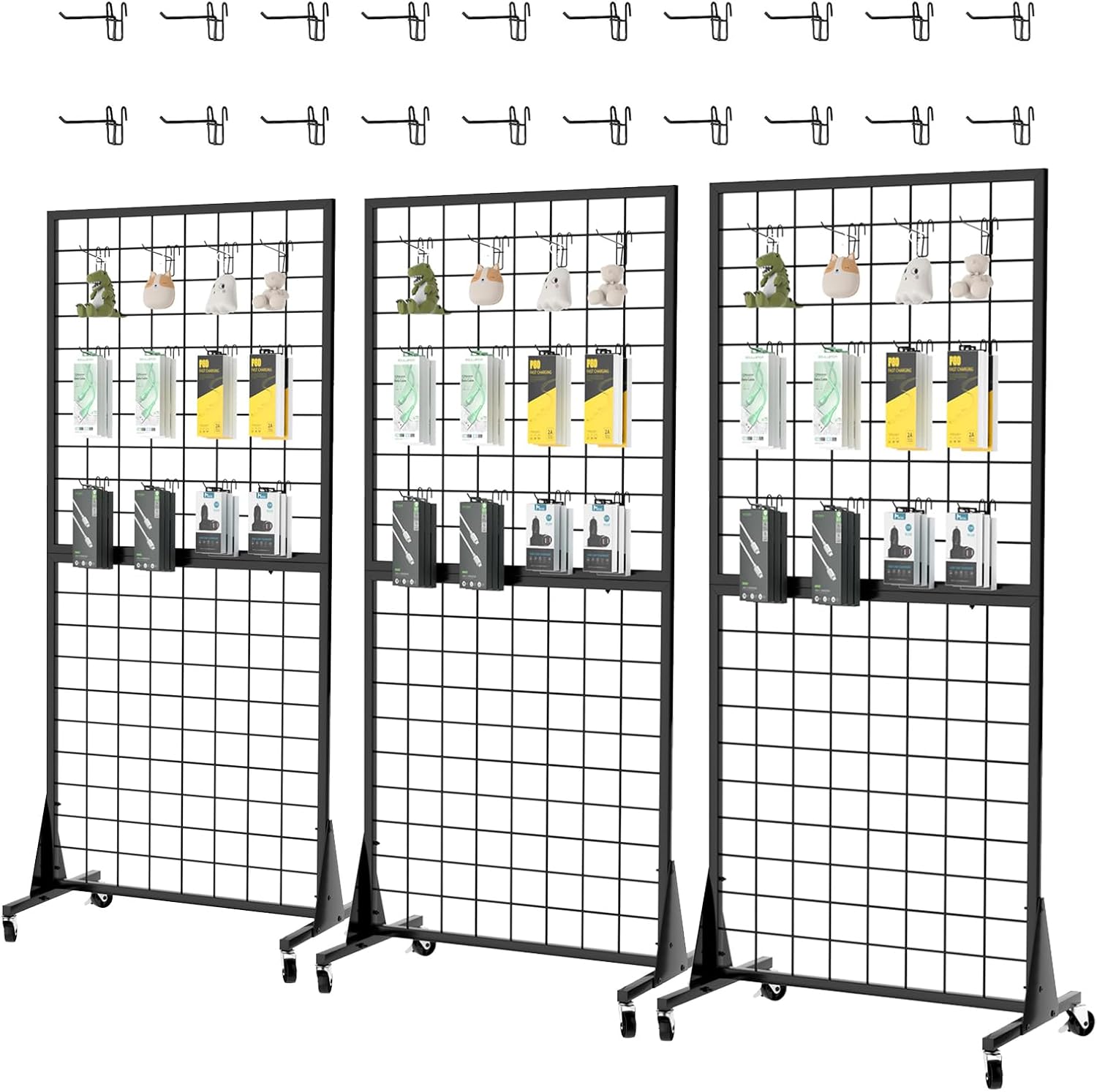 3-Pack 2ftx5.5ft Ft Gridwall Panel Display Stands for Retail