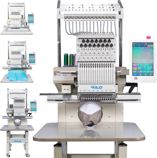 High-Speed 15 Needle Hat Embroidery Machine Kit: WiFi, USB, Touch Screen