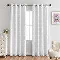 100% White Blackout Curtains with Pom Pom Sheer - Total Light Blocking