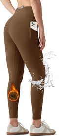 Women's Fleece Lined Water Resistant Leggings - High Waisted Pockets