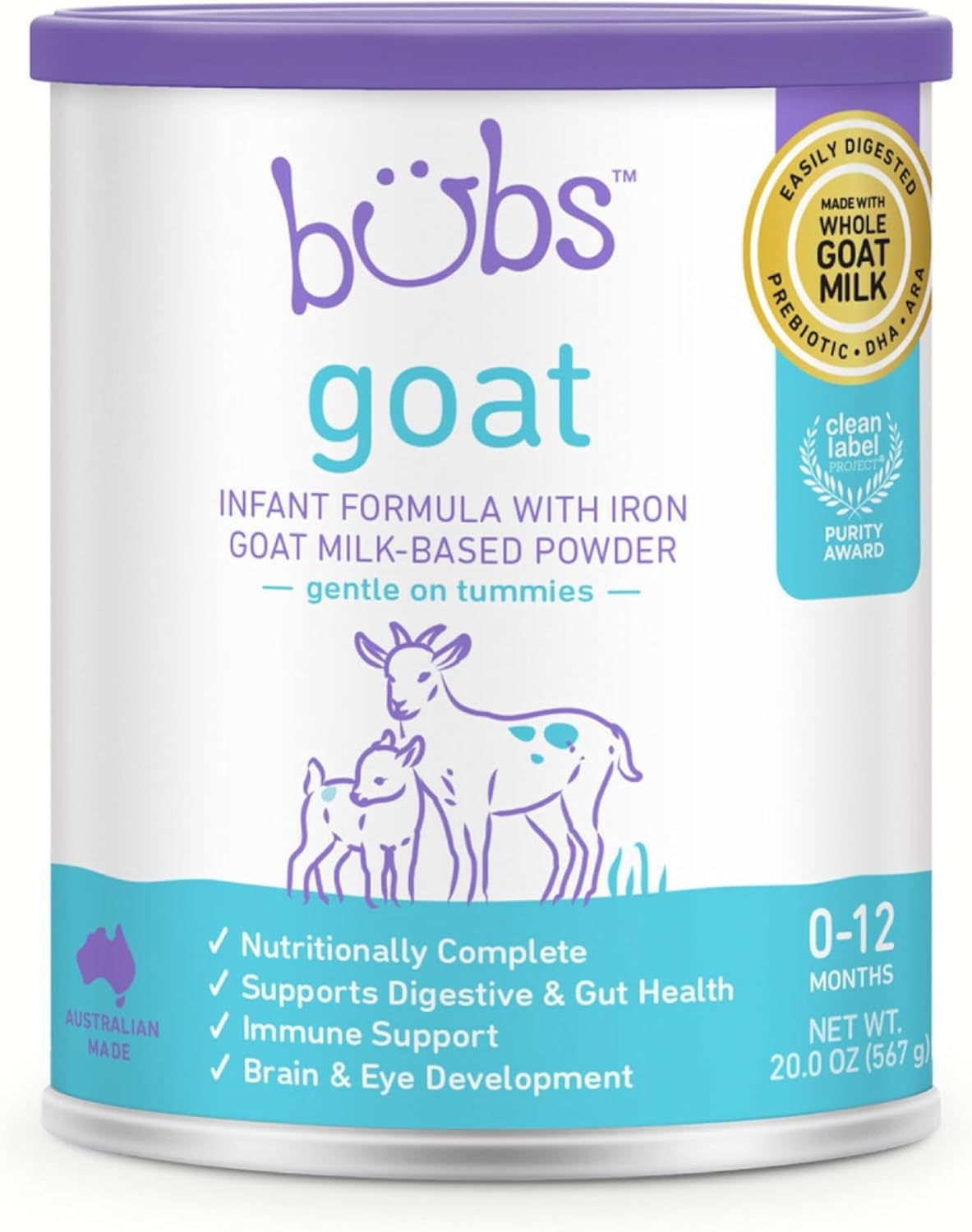 Bubs Goat Milk Formula for Infants 0-12 Months, 20 oz
