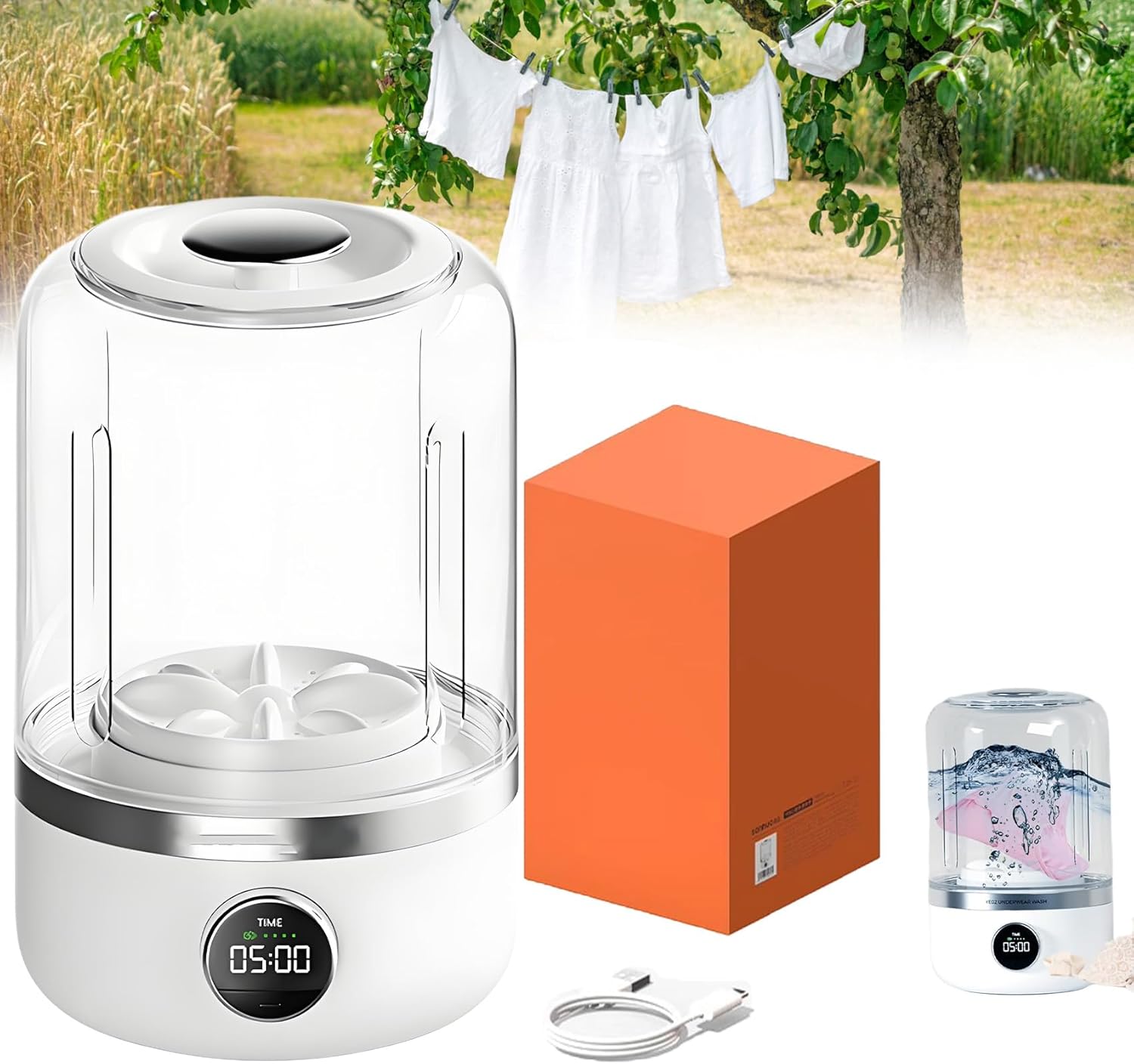 Mini Portable Underwear Washer - White