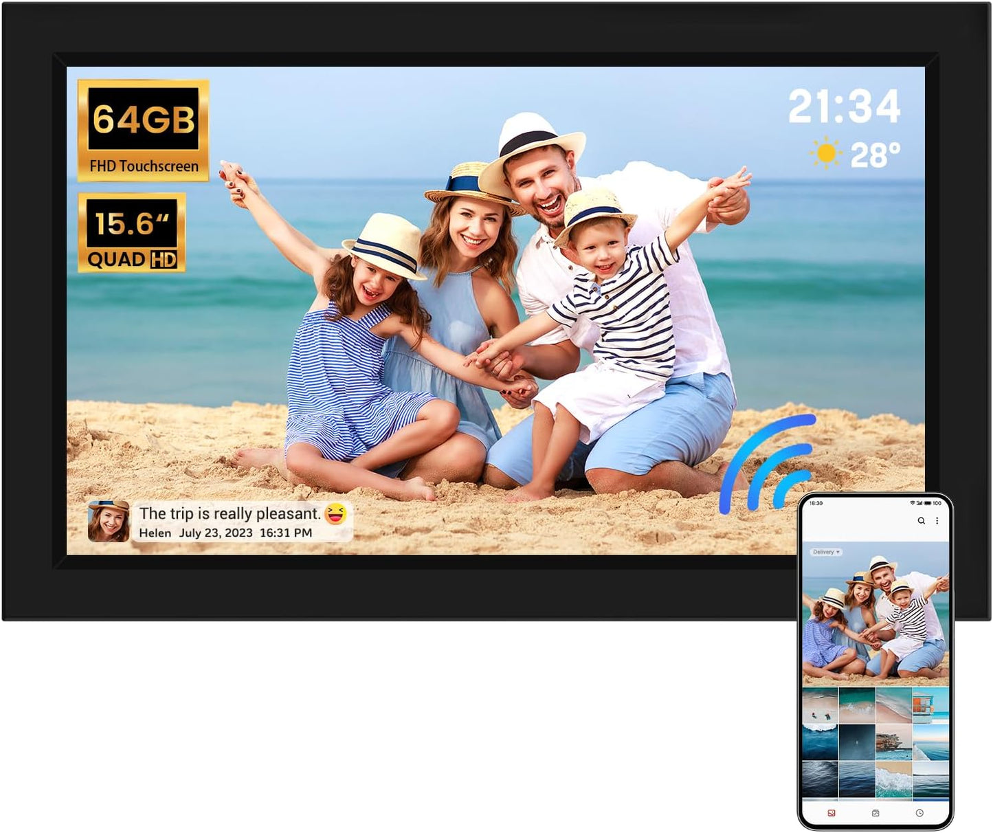 15.6 IN Digital Picture Frame with 64GB Storage and Touch Screen