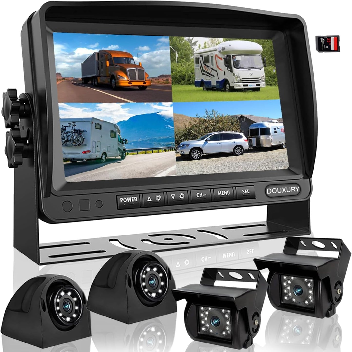 DOUXURY Backup Camera System - 1080P DVR, Night Vision