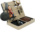 Wood Nightstand & Desk Organizer Phone Stand and Charging Station