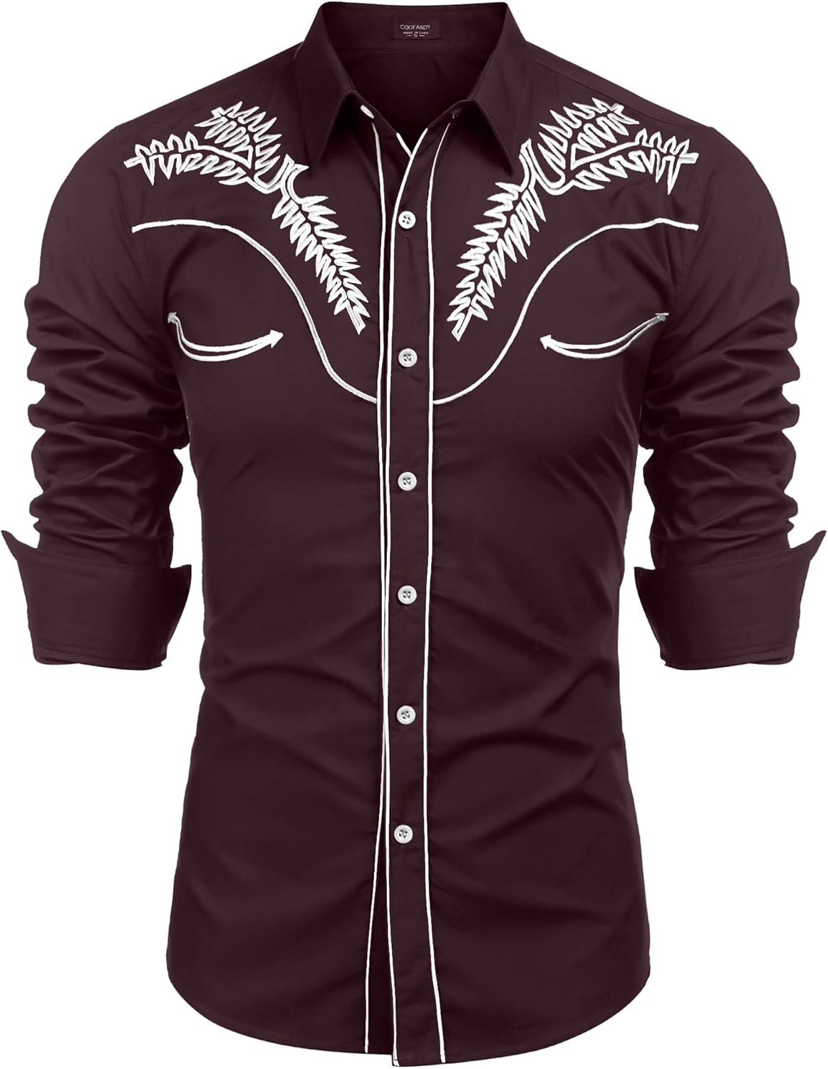 COOFANDY Men's Western Shirts Long Sleeve Casual Button Down