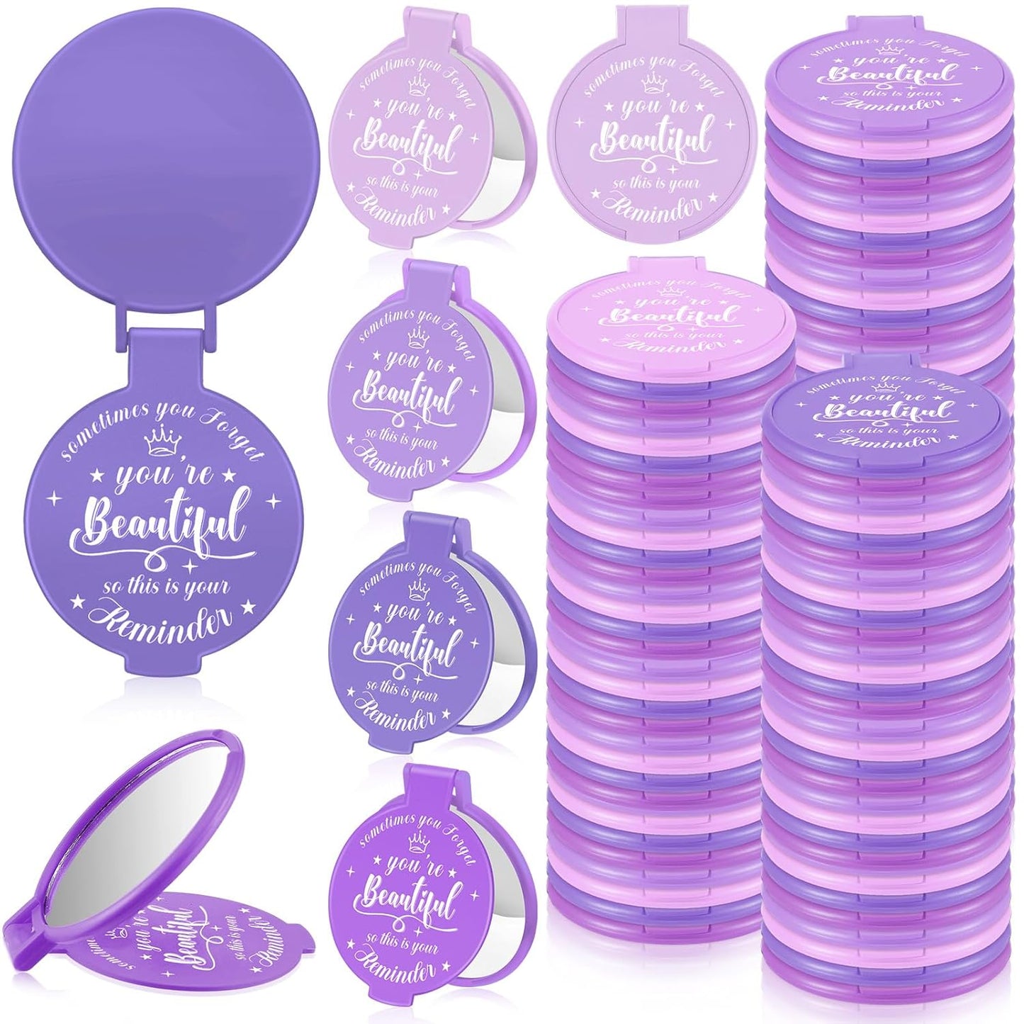 100 Pcs Inspirational Compact Mirror Bulk for Gifts and Favors