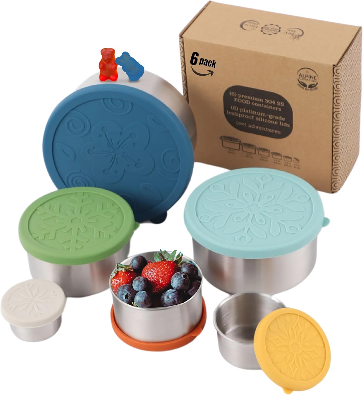12 Pcs Stainless Steel Containers with Silicone Lids for Food