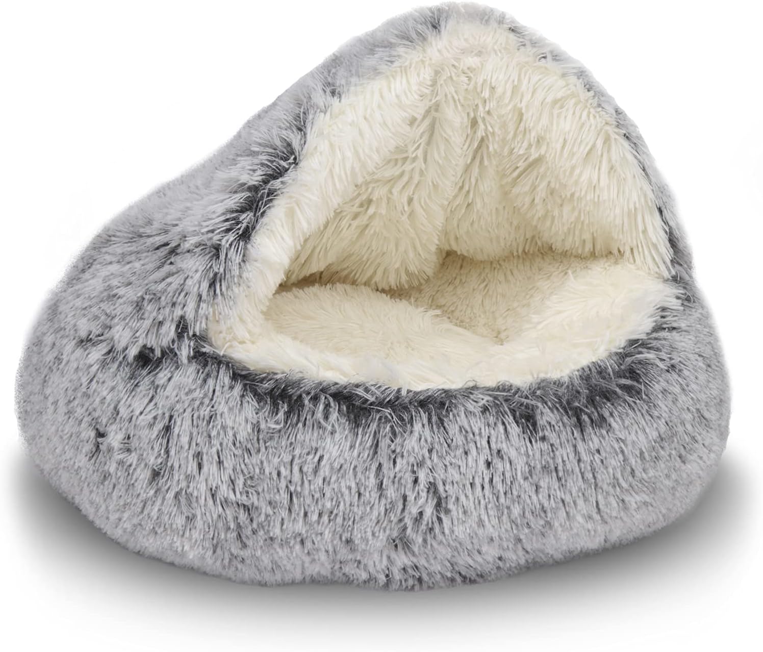 ShinHye Plush Fluffy Hooded Cat Bed Cave for Cozy Pets