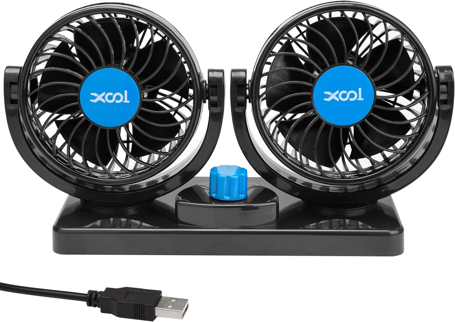 XOOL Dual Head Car Fan - 2 Speed Strong Wind