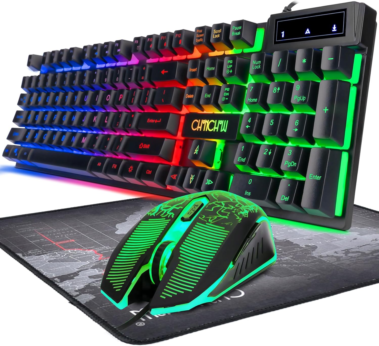 CHONCHOW Gaming LED Combo - 4800 DPI - Mechanical Feel