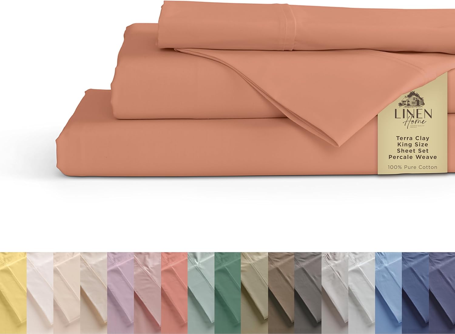 100% Cotton Percale King Size Sheets Set for Cozy Sleep