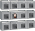 Foldable Storage Cubes for Organizing - Set of 12 Grey Bins