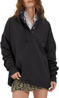 Locachy Womens Cotton Oversized Henley Sweatshirt - Slouchy Fit