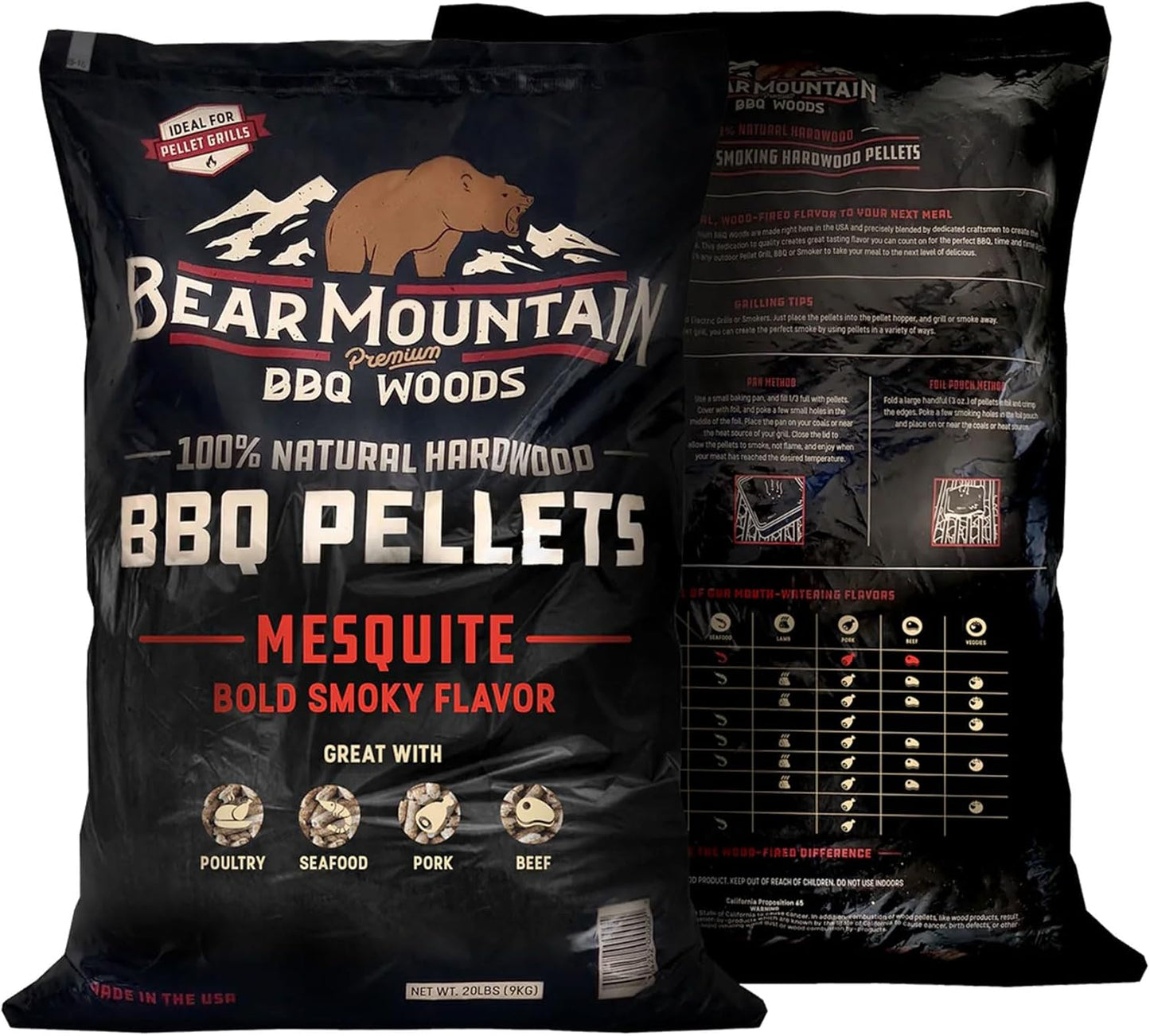 Bear Mountain All Natural Mesquite Wood Pellets for BBQ & Grill