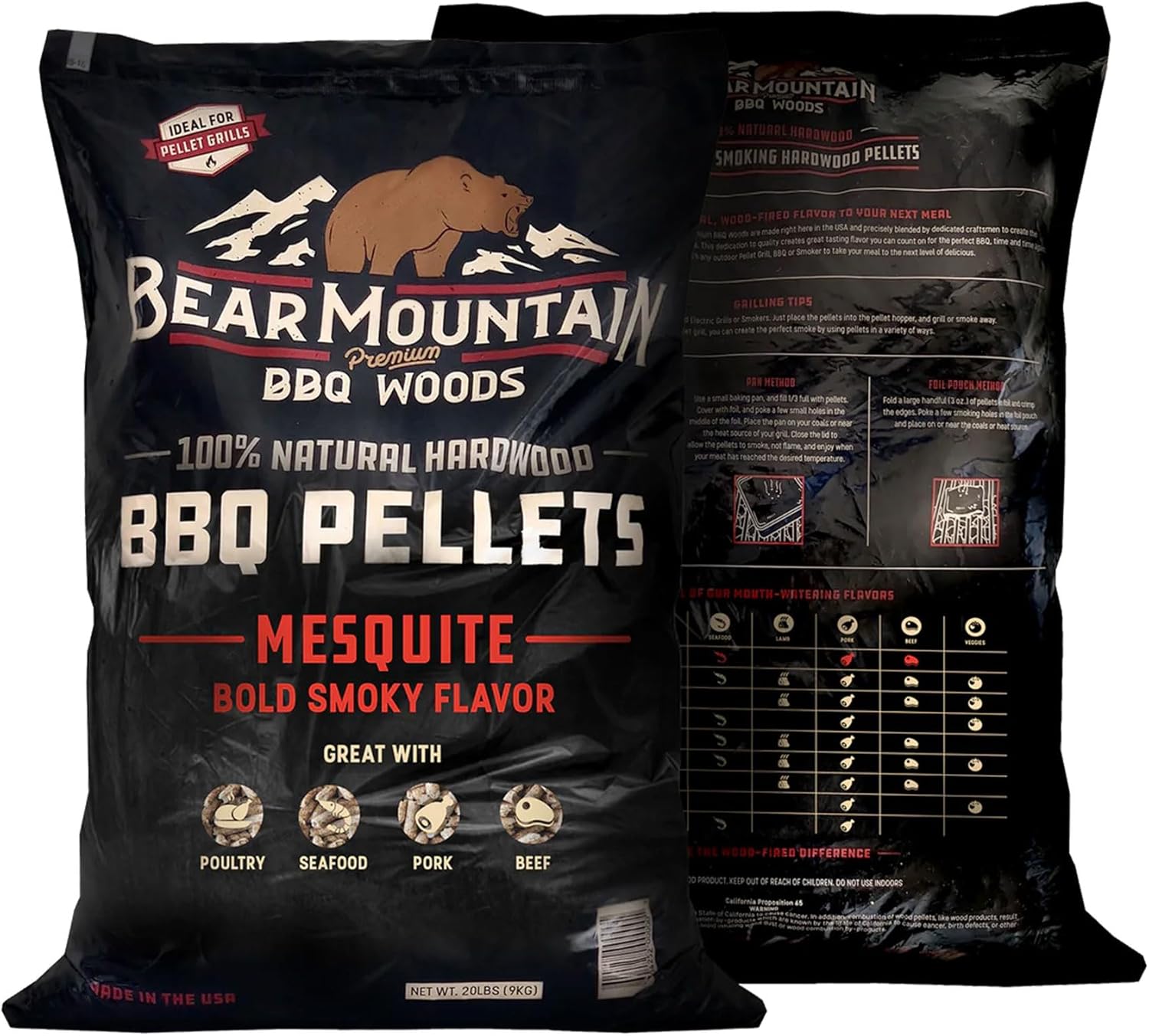 Bear Mountain All Natural Mesquite Wood Pellets for BBQ & Grill
