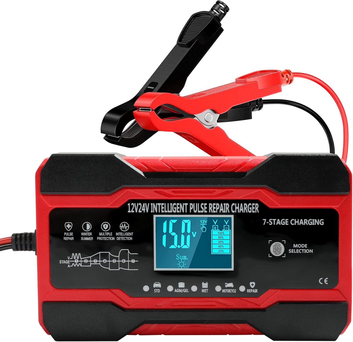 Smart 8-Amp Car Battery Charger - Desulfator with Temperature Control