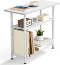 SLEEPING LAMB 3-Tier Narrow Side Table - Rustic Brown Small Nightstand