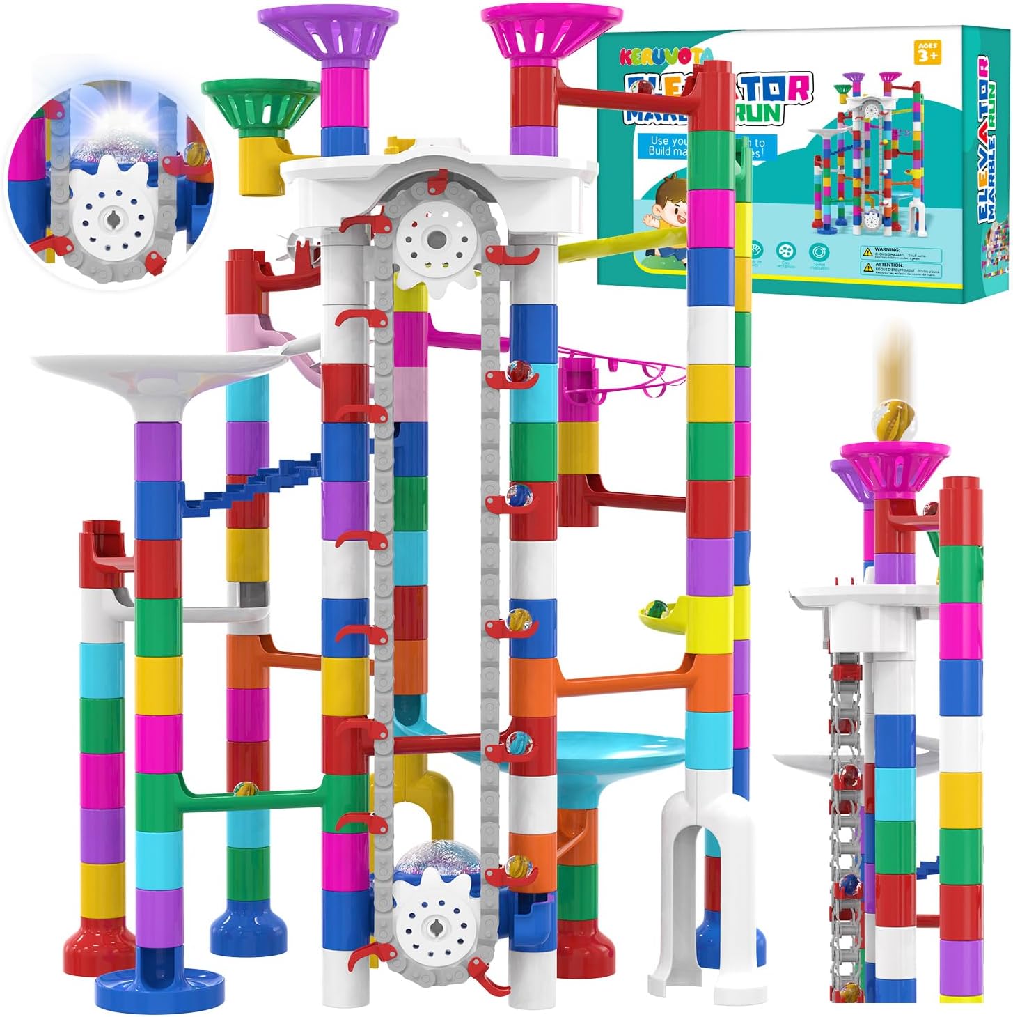 Big Elevator Marble Run Construction Building Blocks Toys 220Pcs
