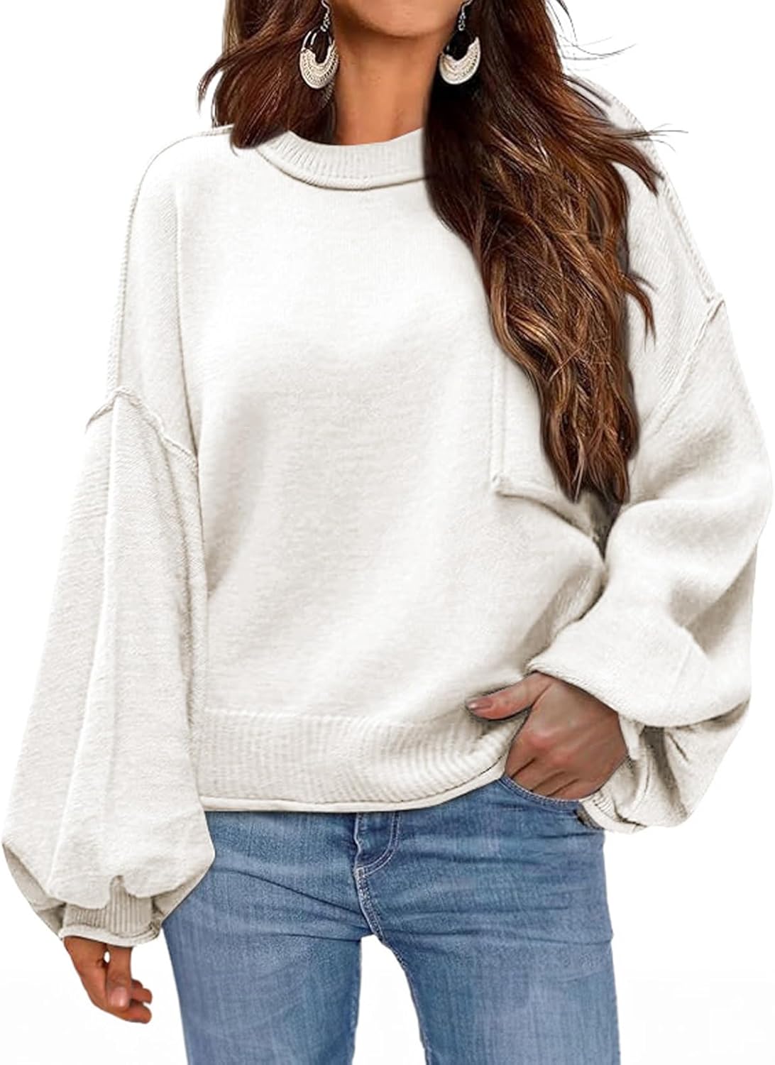 Dokotoo Women's Sweater: Stylish Long Sleeve Pullover Knitwear