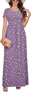 Maxi Dress for Women Short Sleeve Casual Summer Loose Long DEARCASE